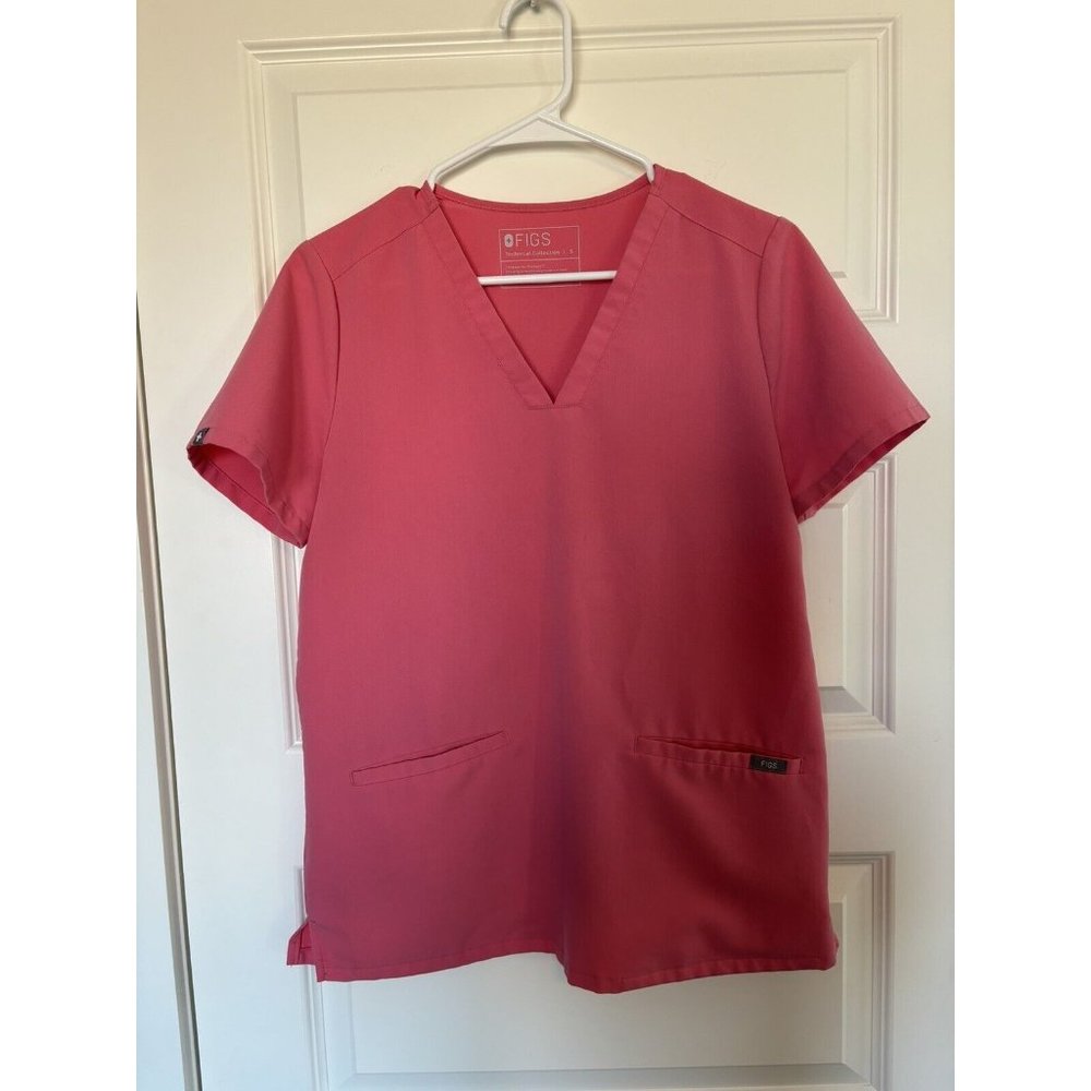 FIGS Womens Casma Three‎ Pocket Scrub Top Size Small Pink